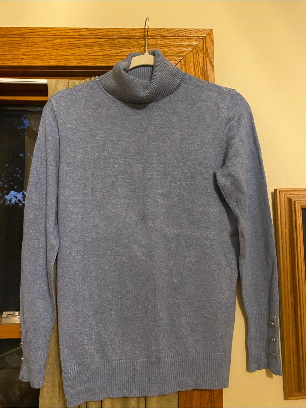 Joseph A Light Blue Turtleneck Sweater with Button Cuffs size S